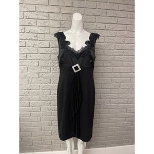 Anthony Studio Black Sleeveless Embellished Midi Shift Dress Size 12